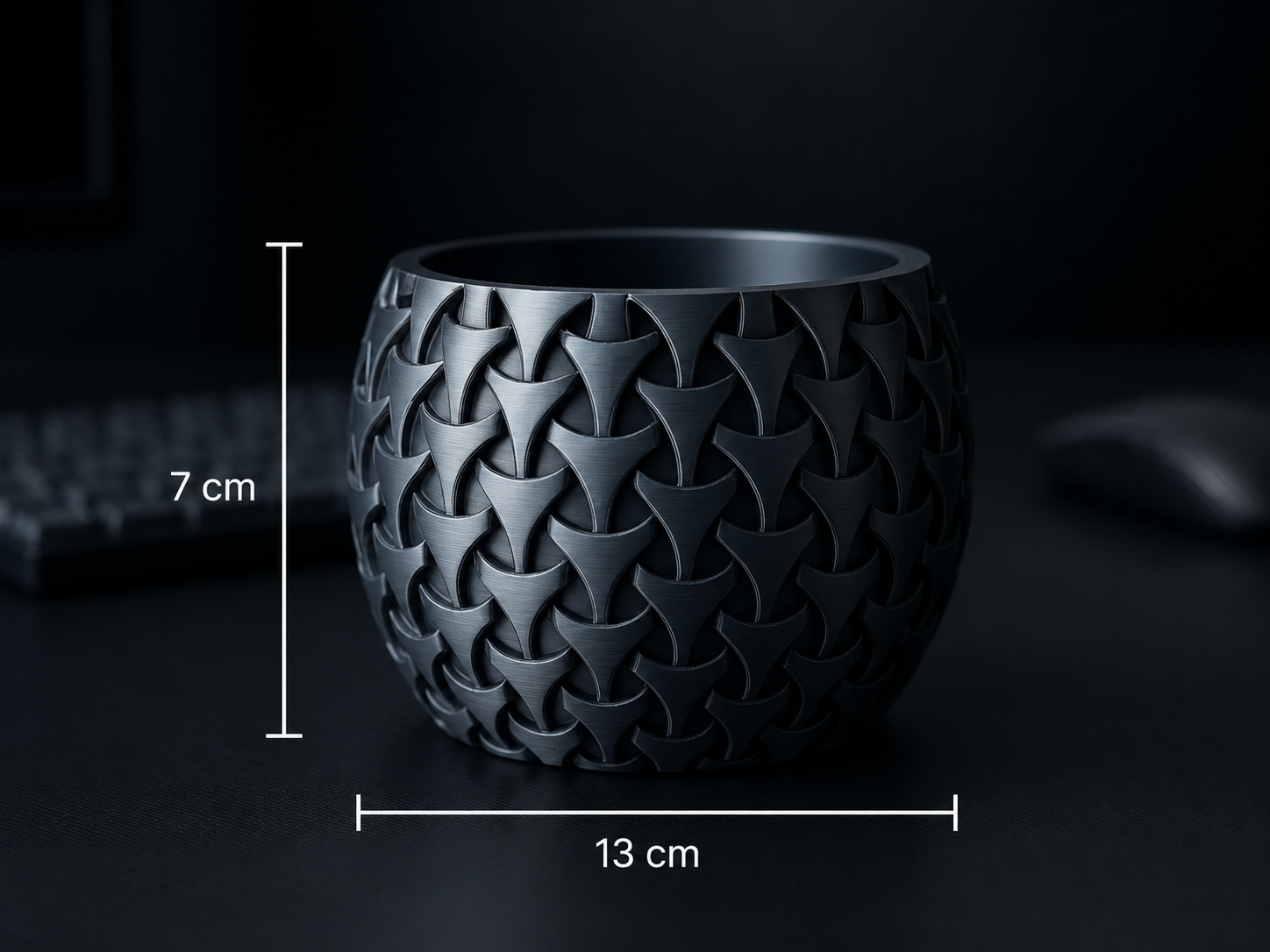 Cache-pot noir géométrique