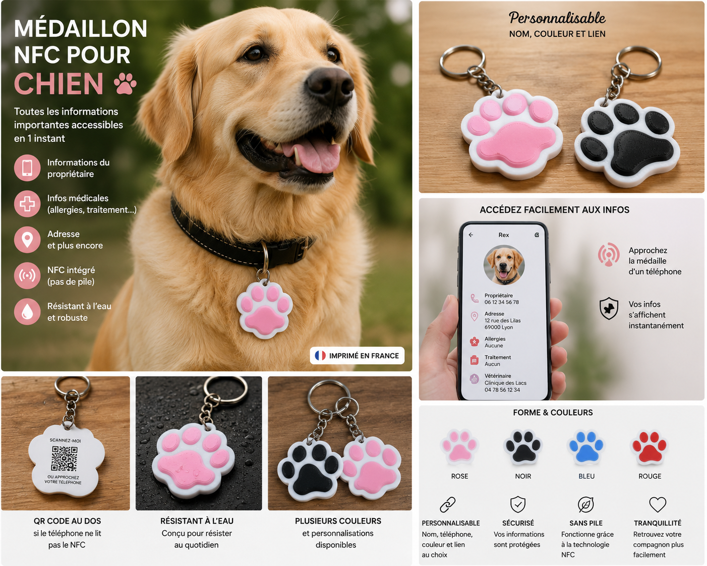 Mon Gardien — Médaillon NFC pour chien