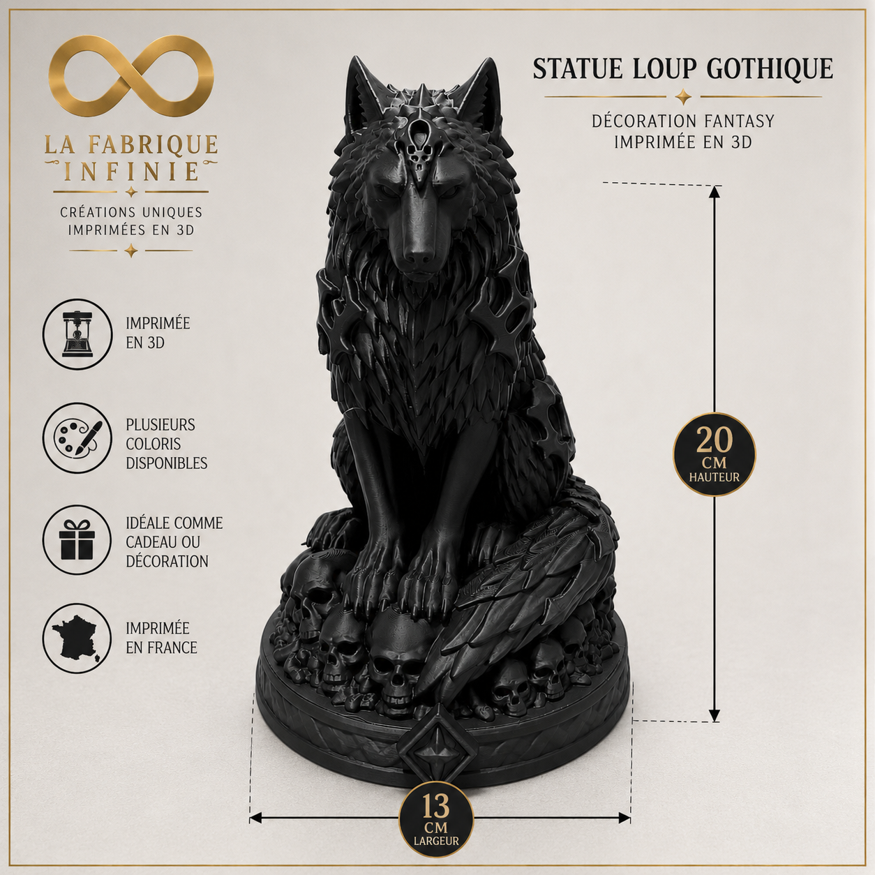 Statue loup gothique