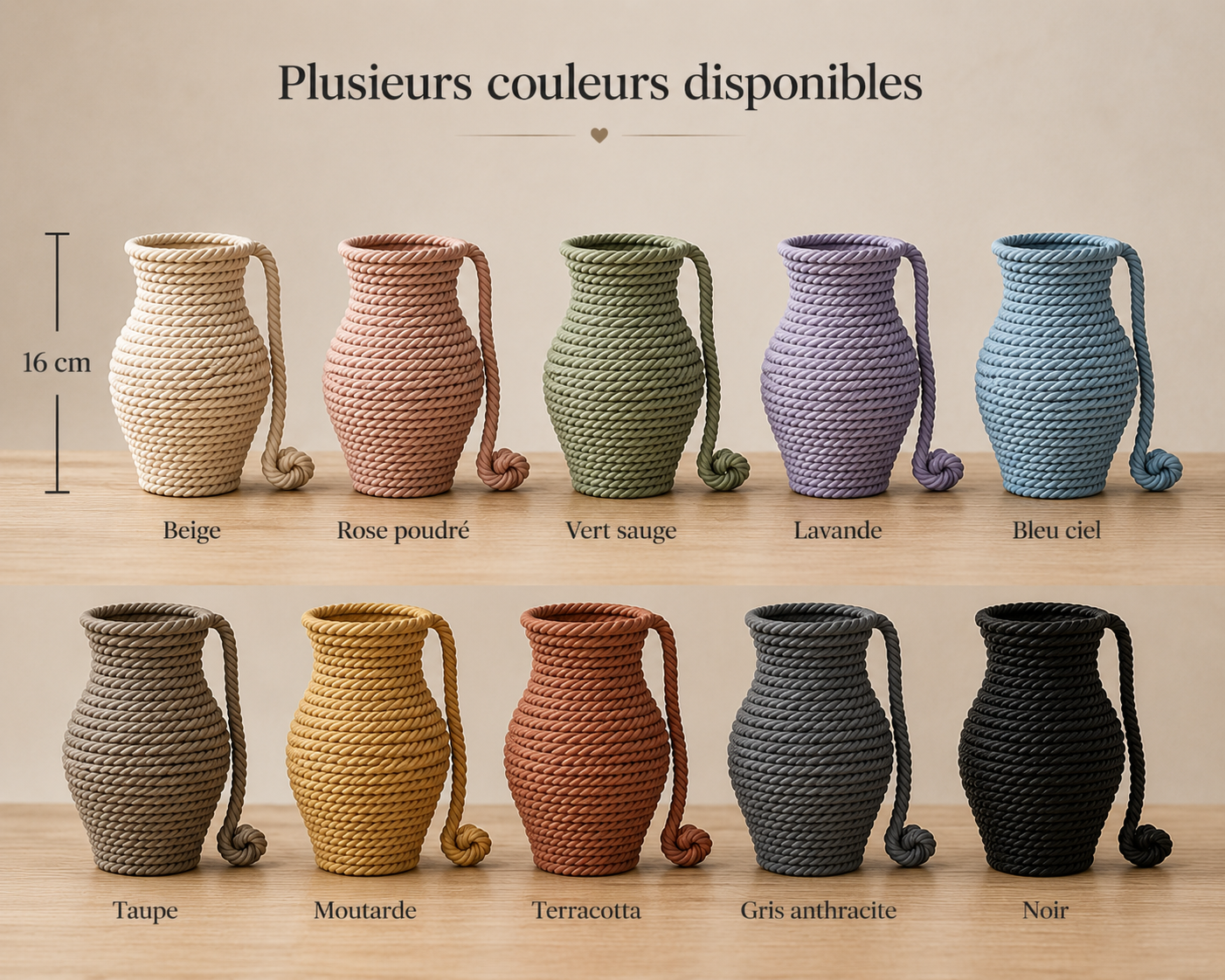 Vase effet corde avec anse