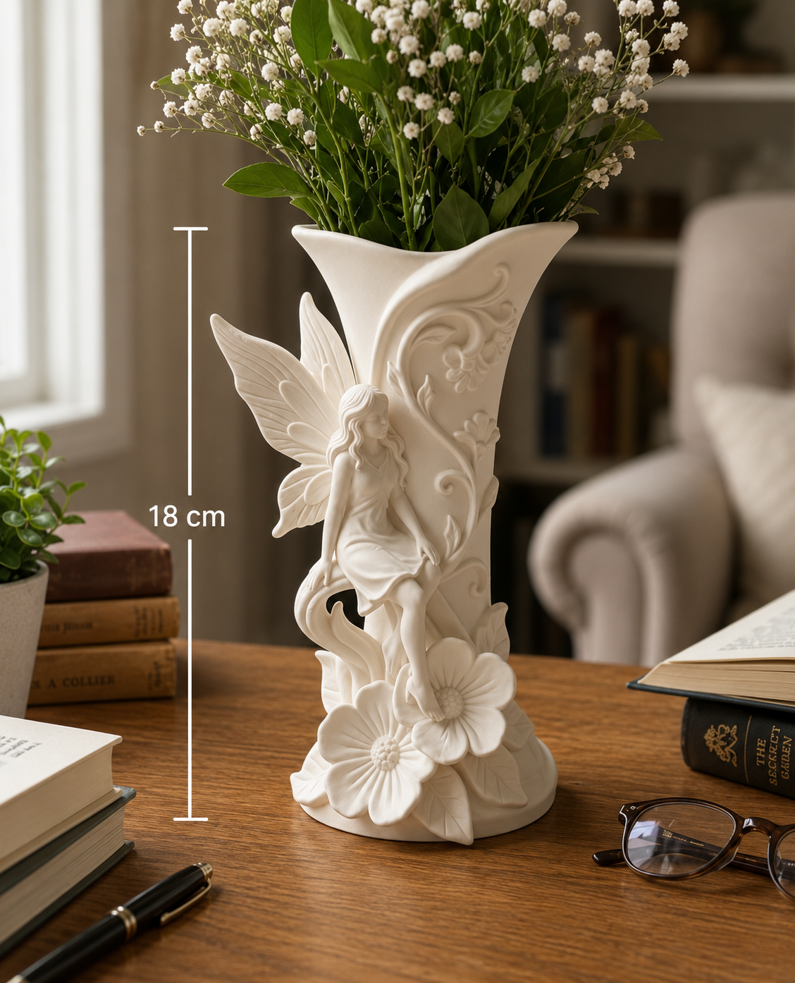 Vase fée élancé avec grandes fleurs