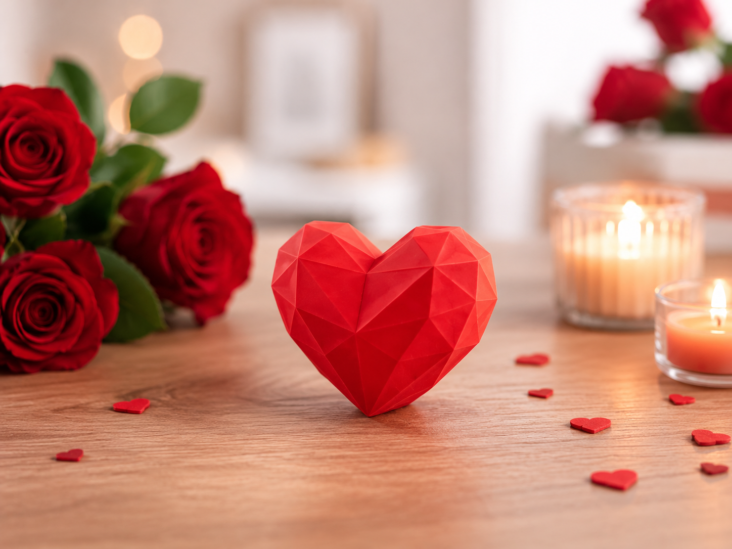 Cœur géométrique rouge – Décoration romantique